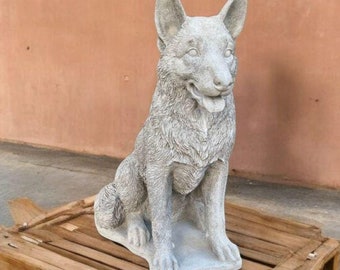 Standing german shepherd dog Concrete german shepherd on base Pet memorial Shepherd dog sculpture Yard dog decor