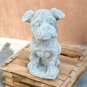 Small boxer puppy Concrete dog sculpture Boxer dog statue Dog home decor Puppy figurine Boxer dog memorial