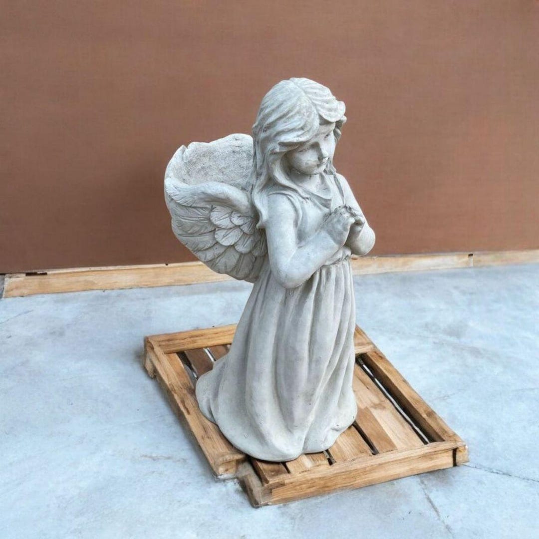 Lawn Angel Figure Garden Angel Art Stone Cherub Ornament Home Religious ...