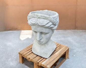 Large planter bust statue Solid plant pot woman Home planter decoration Garden bust ornament Backyard woman plant pot Outdoor planter idea