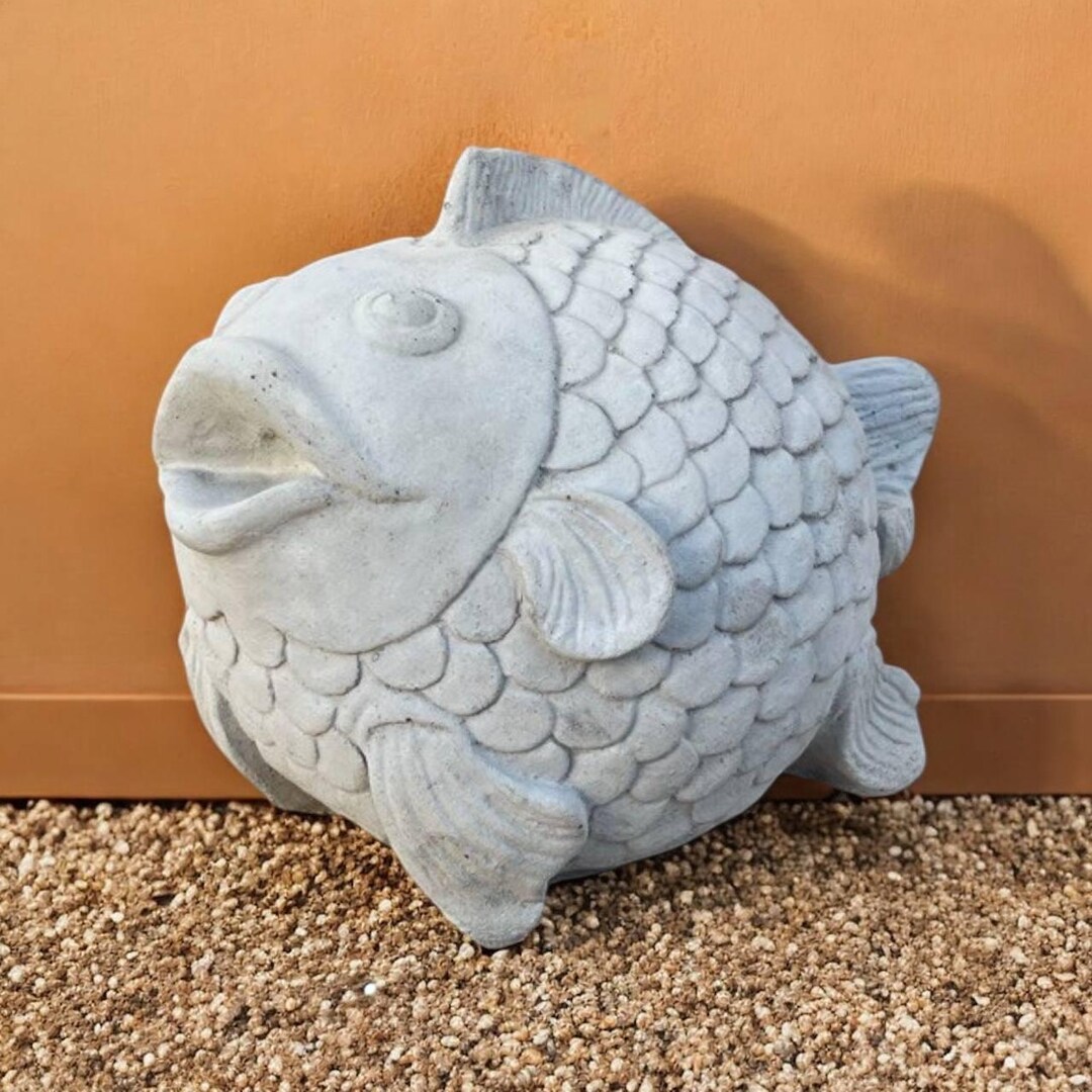 Concrete Fish Statue Outdoor Sea Ornament Cement Fish Sculpture Garden ...