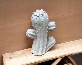 Stone cactus sculpture Garden plant idea Concrete desert plant art Cactus yard ornament Lawn plant figure Outdoor cactus decoration