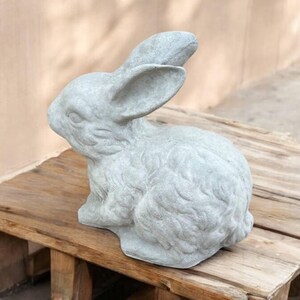 Rabbit Garden Statue Outdoor Bunny Decor Lawn Rabbit Idea Stone Animal ...