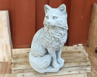 Realistic gray cat statue Concrete sitting cat Pet home decor Cat lover gift Stone kitten figurine Garden decoration
