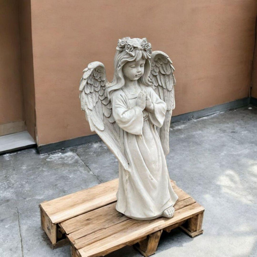 Outdoor Angel Figure Yard Cherub Ornament Lawn Religious Statue Garden ...