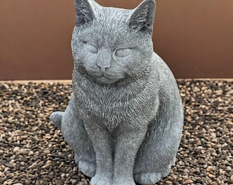 Cat beton sculpture Lawn kitten ornament Stone pet idea Sitting cat figure Garden pet decor Kitten lover gift Yard cat design Outdoor pet