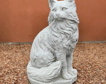 Concrete cat sculpture Garden pet design Stone kitten art Lawn cat decor Outside kitten ornament Beton pet figurine Cat lover gift idea