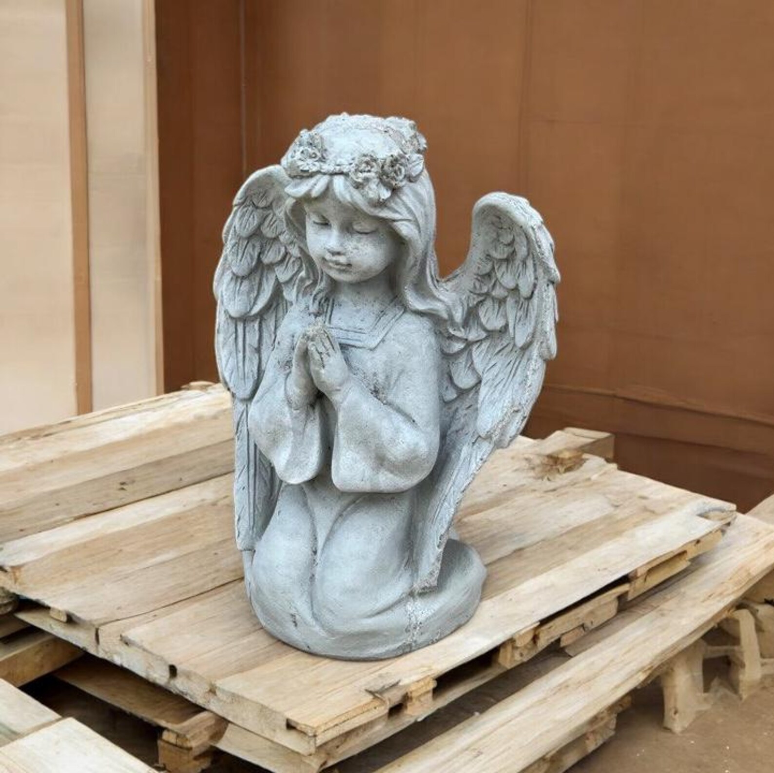 Cement Angel Sculpture Praying Girl With Wings Statue Concrete Angel ...