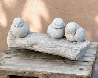 Outside birds figure Yard birds decoration Detailed home ornament Patio birds sculpture Concrete family birds art Beton garden statue