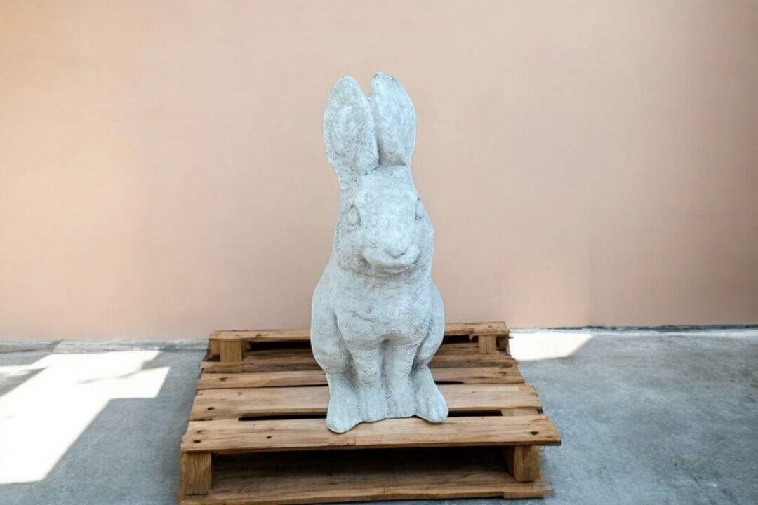 Stone Rabbit Statues Sitting Rabbit Figure Stone Forest Animal Outdoor Rabbit Statue Animal ...