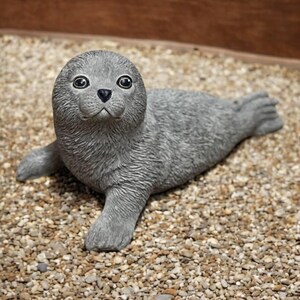 Seal pup sculpture Yard ocean animal Outdoor marine decor Baby seal pup idea Ocean animal ornament Garden marine art Seal pup stone figure