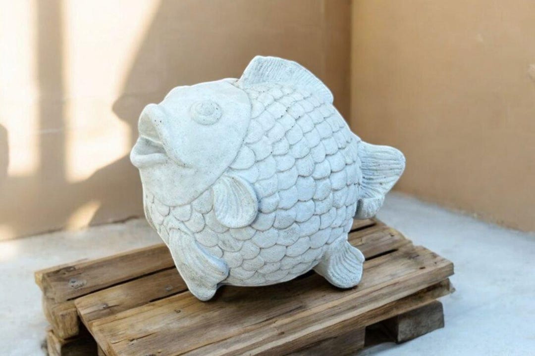 Realistic Fish Figurine Concrete Fish Statue Lawn Sea Decoration ...