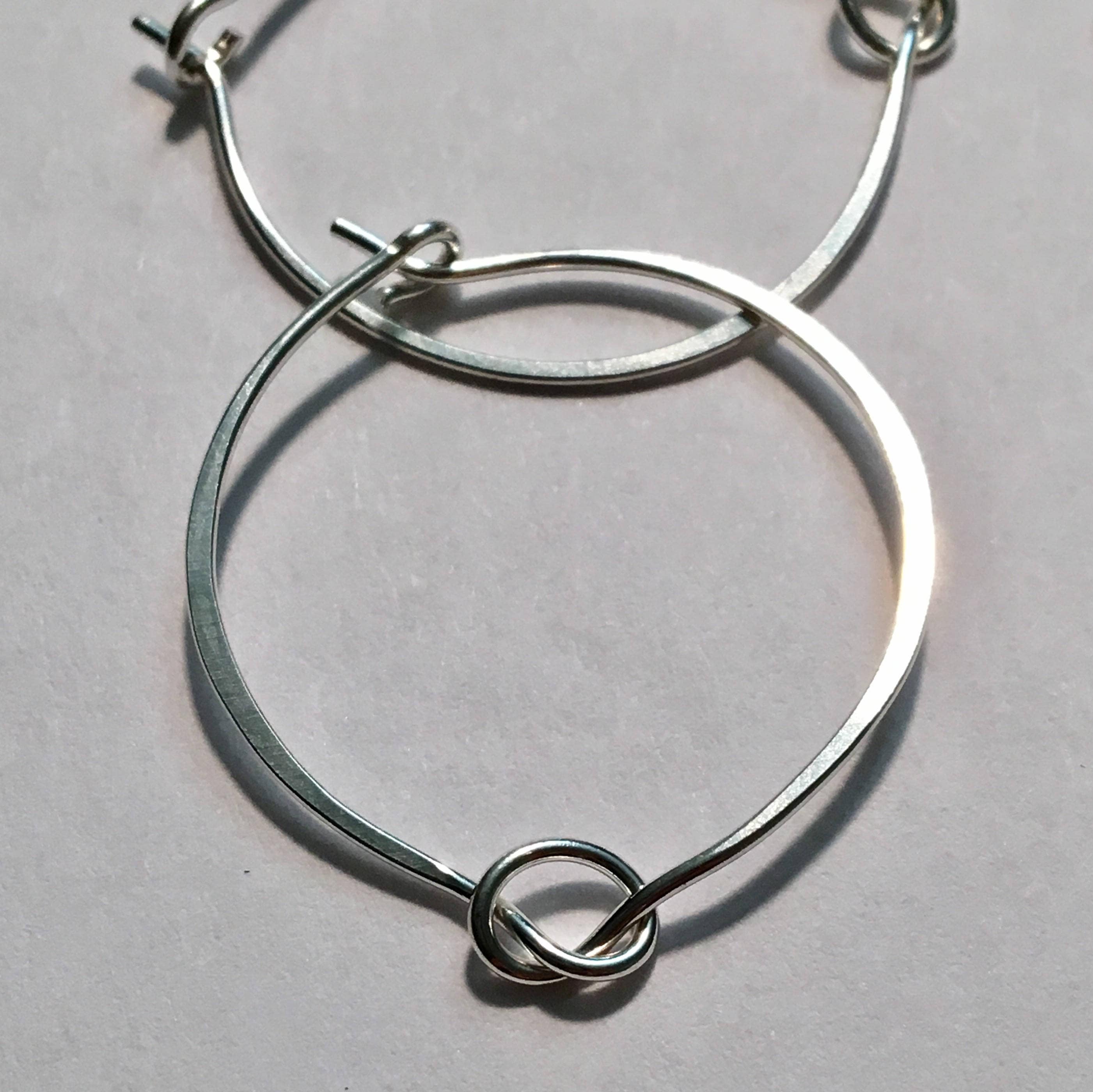 Knotted Silver Hoop Earrings, Simple Earring Hoops Ready to Mail, Gift ...