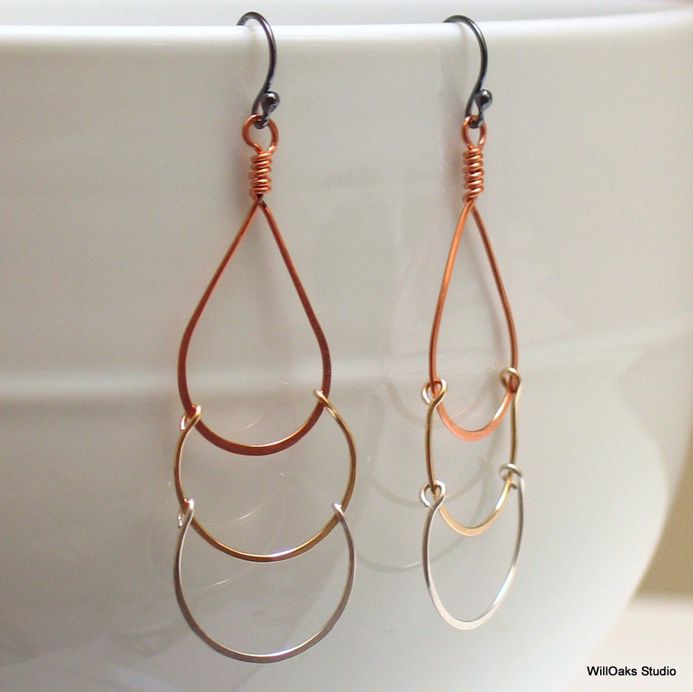 Artisan earrings mixed metal deals