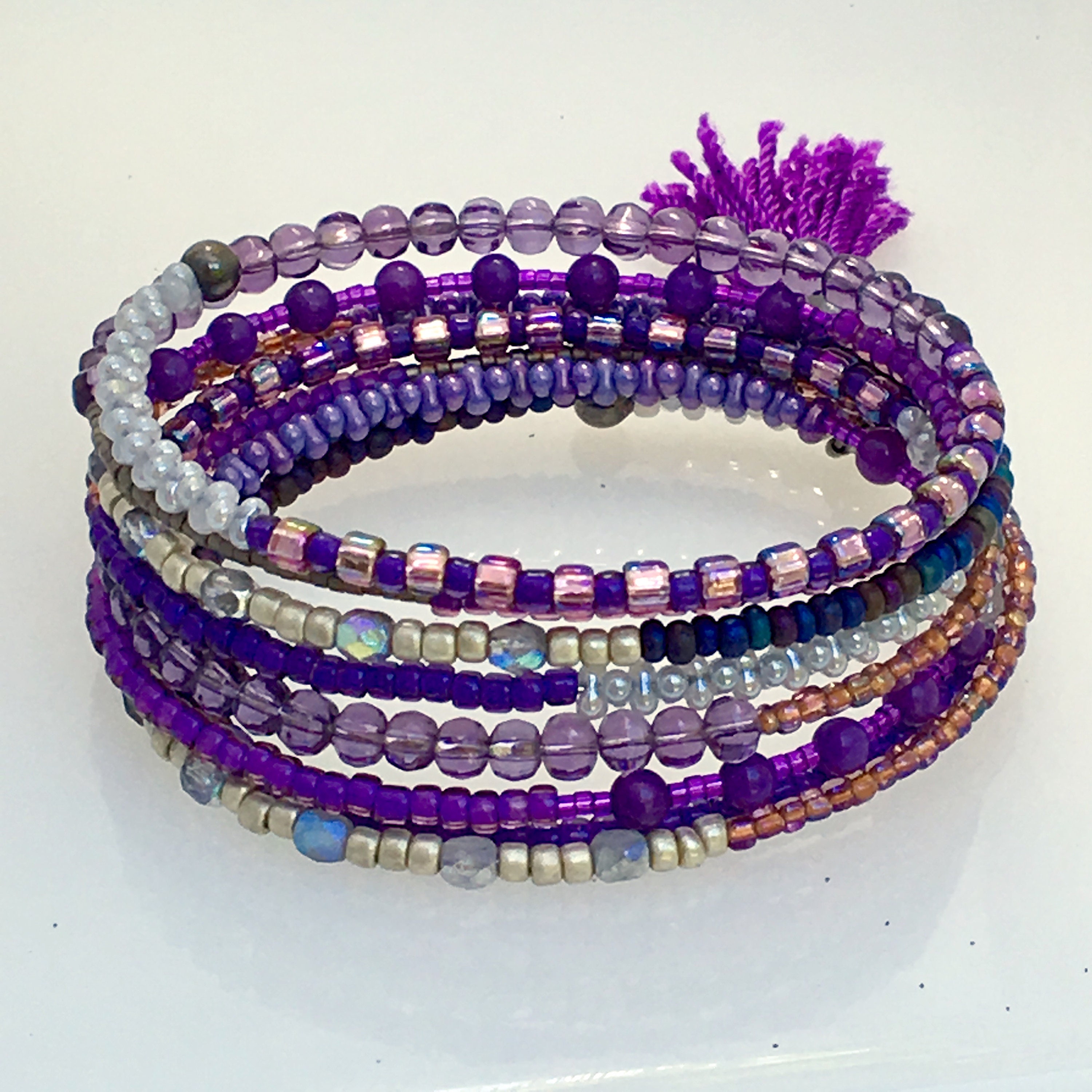 Purple Beaded Bracelets - Pack of 3