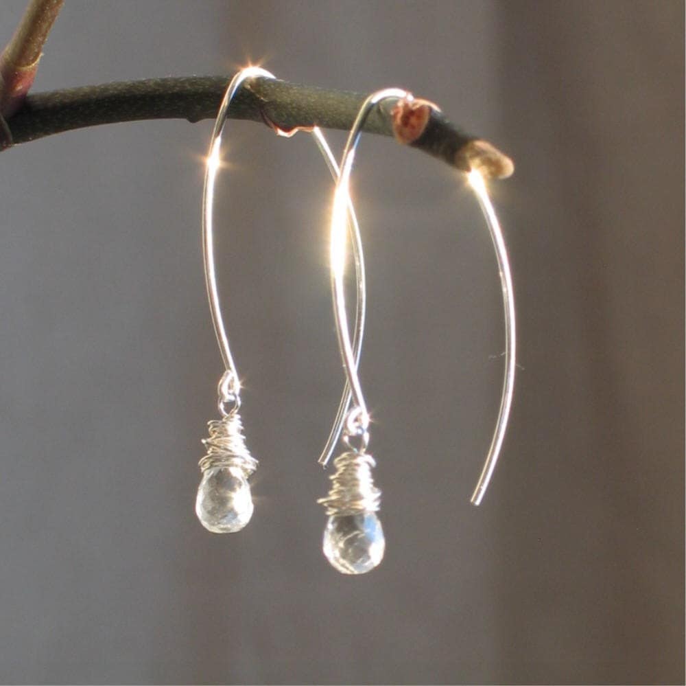 Clear Quartz Crystal Dangle Earrings Wire Wrapped Winter Dawn - Etsy