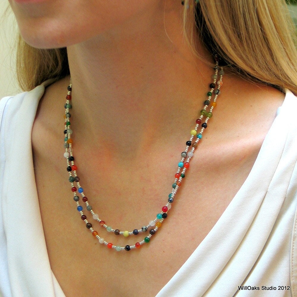 Karen accessories Fashion Multilayer Seed Beads Strand Braided Statement Bib Choker Necklace
