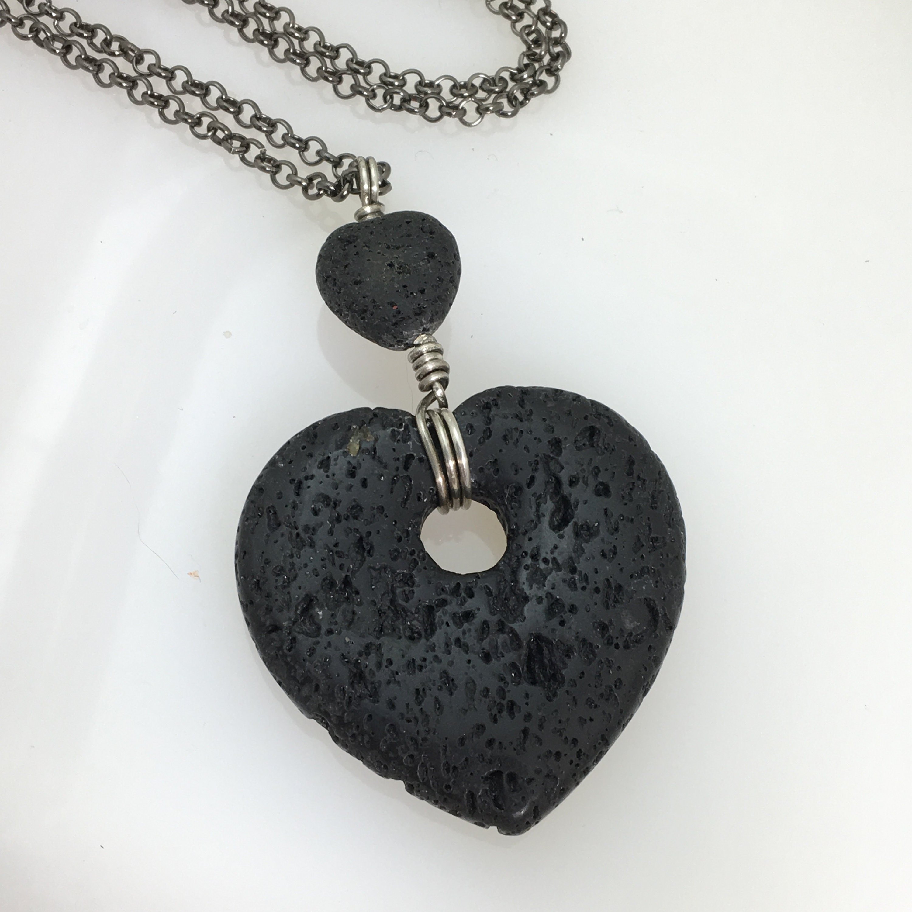 Chunky Lava Rock Heart Pendant Necklace – JewelryByTm