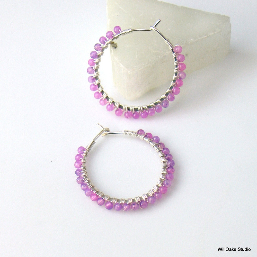 small purple hoop earrings