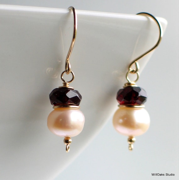 Garnet pearl earrings clearance