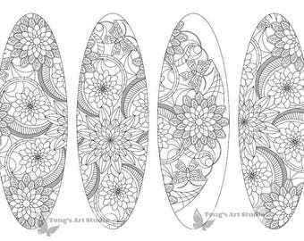 4 printable mandala moon coloring bookmarks 018 oval etsy