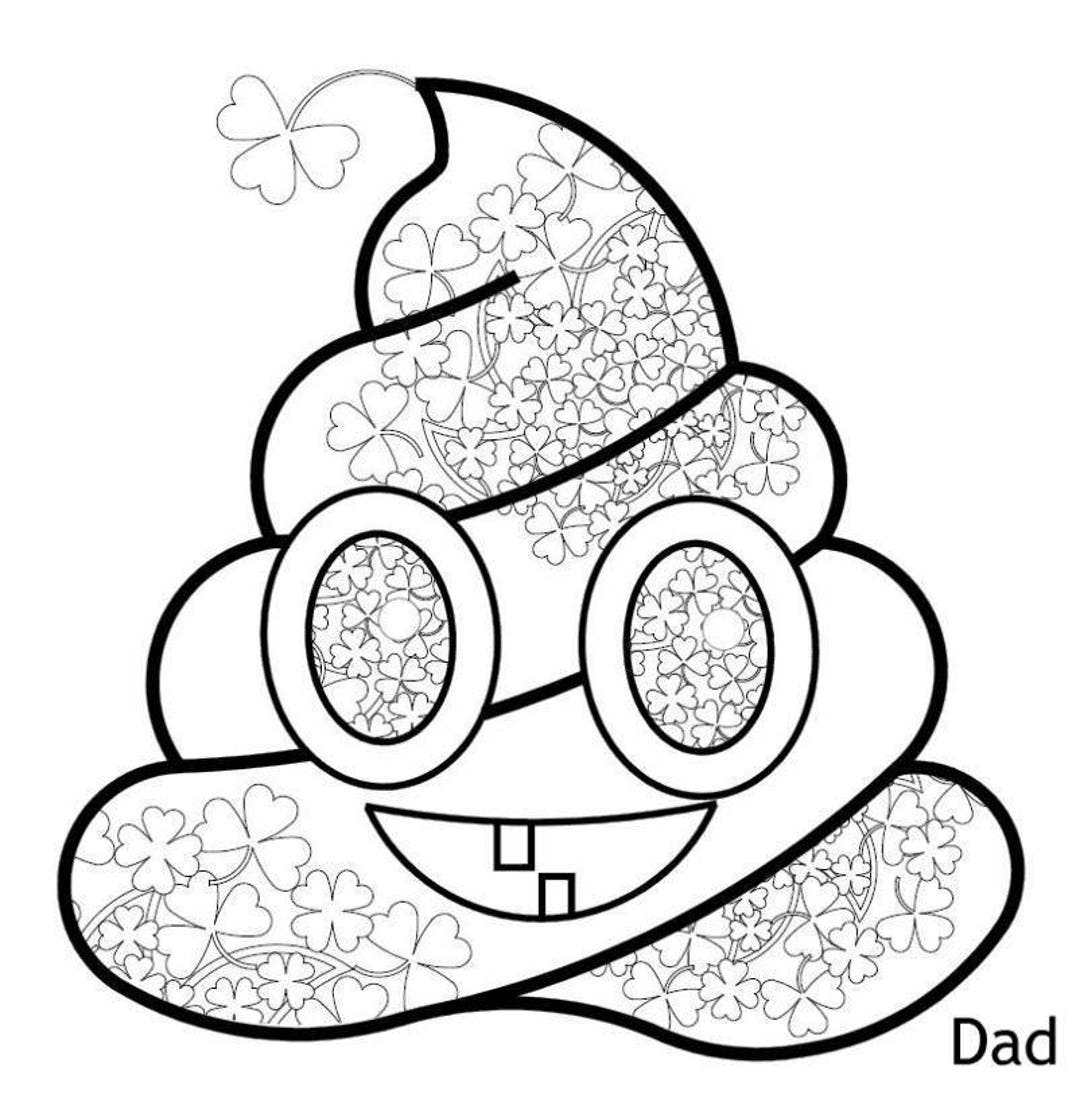 Printable Poop Emoji Coloring-046-dad St Patrick's Day - Etsy Australia