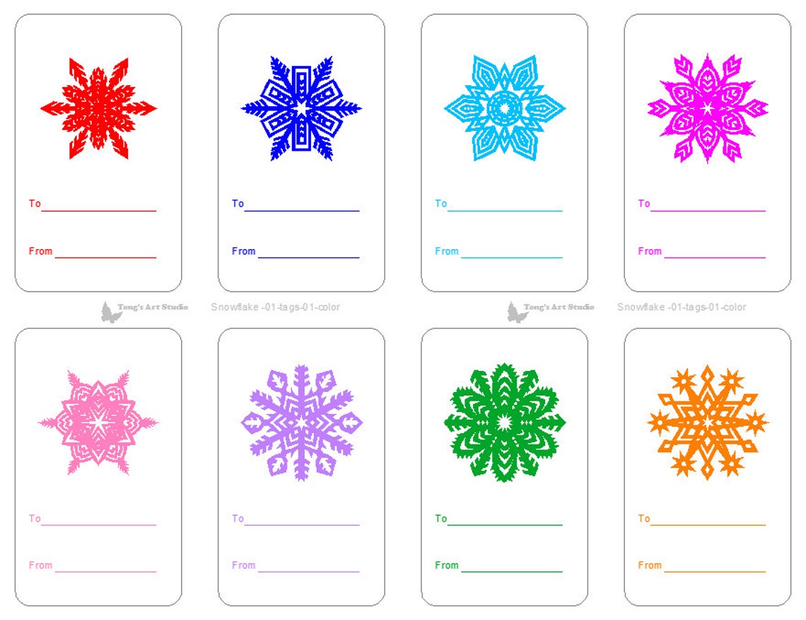 8 Snowflake Printable Gift Tags Snowflake Gift Tags Etsy UK