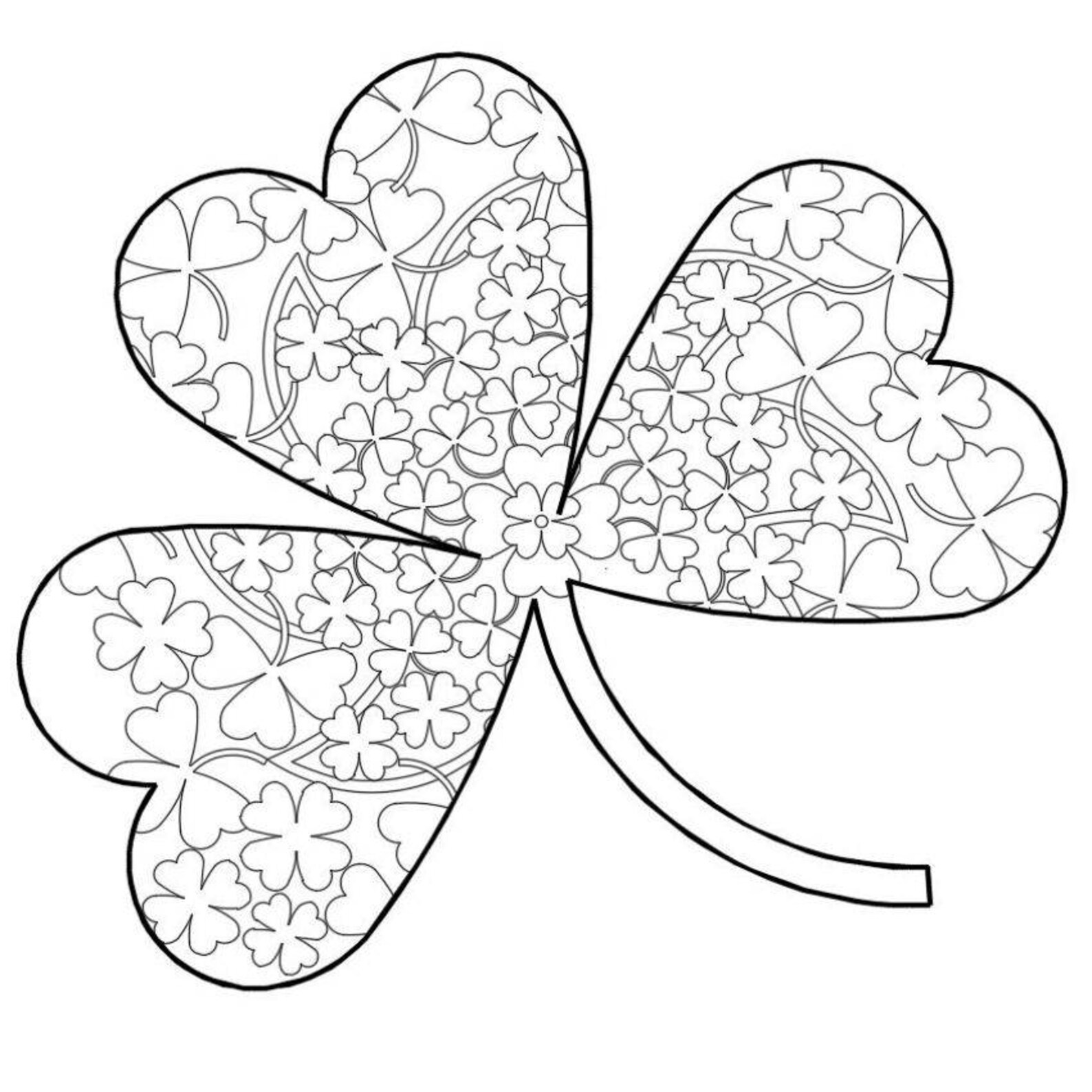 Printable Mandala Coloring0463 Leaf Clover,st Patrick's Day Coloring