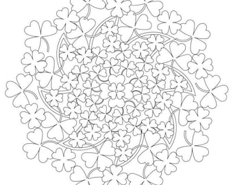 Imprimible Mandala Para Colorear-046, Dibujos para colorear del Día de San Patricio, Descarga Instantánea, Mandala Imprimible, Meditación, libera estrés