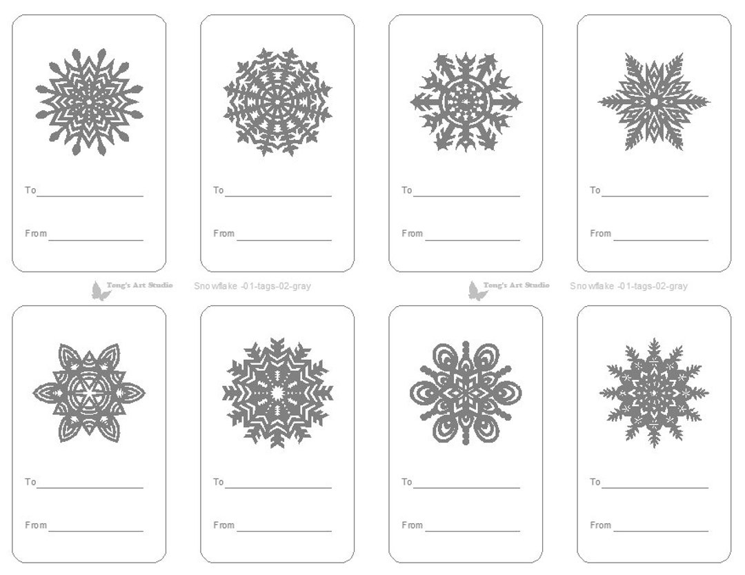 8 Printable Snowflake Gift Tags Gray Gift Tags Christmas - Etsy