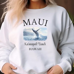 Maui Hawaii Sweatshirt, Kaanapali Beach Pullover, Humpback Whale Crewneck, Hawaiian Island Jumper, Pacific Marine Life Diving Cruise Gift