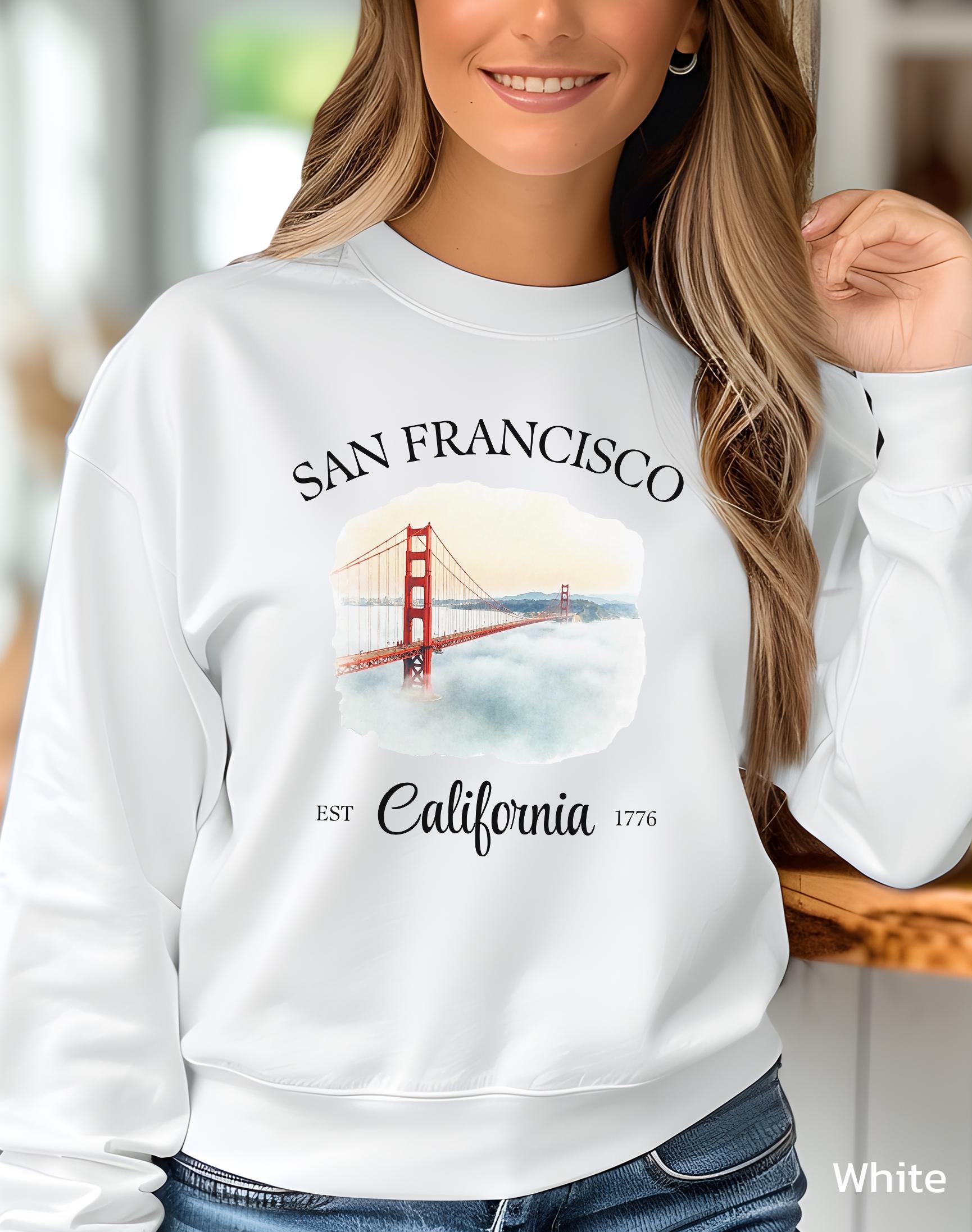 San Francisco California Sweatshirt, Golden Gate Bridge Crewneck, West Coast Lovers Pullover, Road Tripper Travel Jumper, City by the Bay