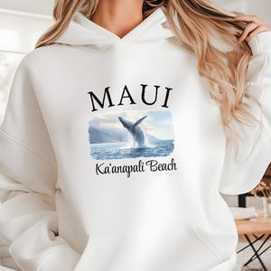 Maui Hawaii Hoodie, Kaanapali Beach Hooded Sweatshirt, Humpback Whale Pullover, Hawaiian Island Jumper, Gift for Hawaiian Island Lovers
