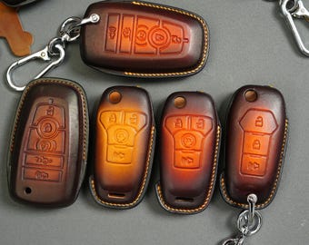 Custodia in pelle per portachiavi compatibile con la serie F e i pickup, custodia per chiave a scatto, logo personalizzato