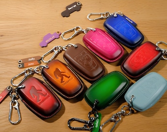 Handmade Leather Key Fob Cover for Bronco Sport Big Bend & Outer Banks – Custom Keyless Remote Case with Keychain, Protective Key Holder