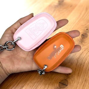 Handmade Leather Key Fob Cover Compatible with Bronco Smart Key Case Protector for Sport Raptor Wildtrak Badlands – Custom Embossed Logo