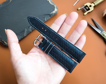 Black Epsom Leather Watch Strap Handmade Genuine Watch Band Replacement 24mm 22mm 20mm 18mm 16mm