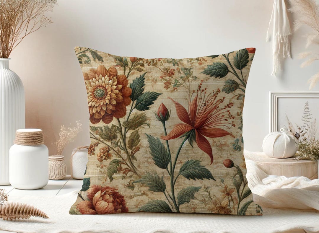 Vintage Floral Throw Pillow: Double-sided Print Accent Pillow - Etsy