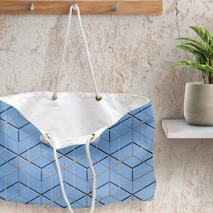 Bolsa de fin de semana geométrica: espaciosa bolsa de viaje, elegante bolsa de gimnasio
