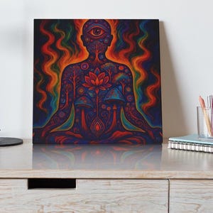 Psychedelic Meditation Canvas Print: Spiritual Yoga Room Decor