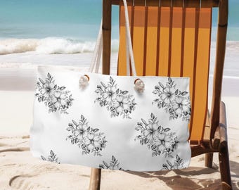 Floral Weekender Tote Bag: Stylish Travel Beach Bag, USA Assembled