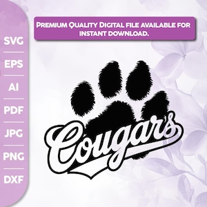 Cougars SVG, Cougar SVG, Cougar mascotte SVG, Cougars Grunge, Cougars PNG, Cougar school logo SVG, sport SVG, Cricut, digitale bestanden, Clipart|