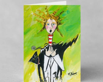 Whimsical  Greeting Card The Vet – Blank Birthday or Any Occasion Card