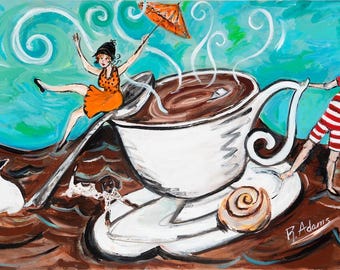 Whimsical Coffee Greeting Card – Blank Birthday or Any Occasion Card