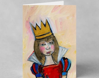 Whimsical Greeting Card "Grumpy Princess" taken from Original Painting
