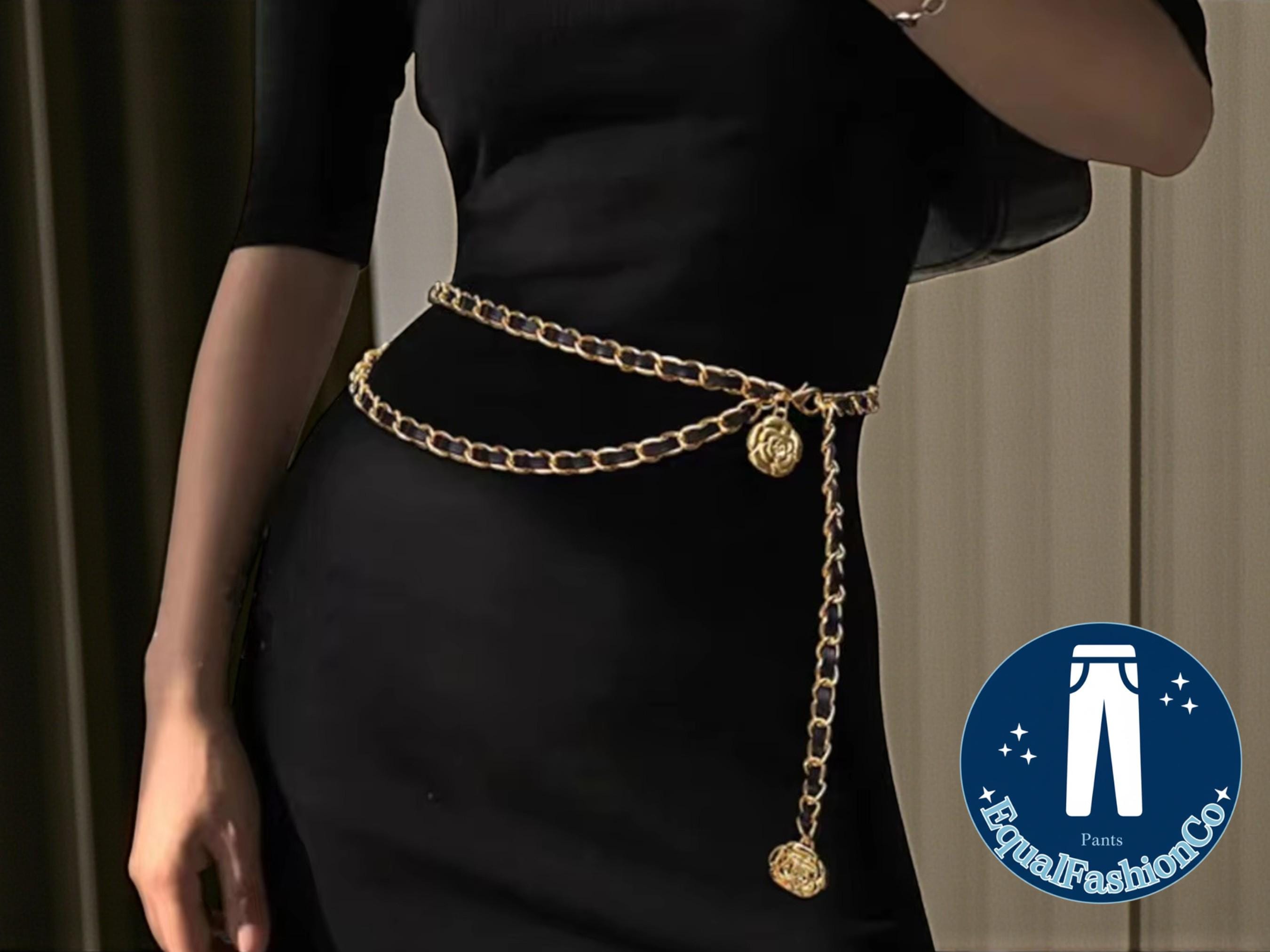 Black and Gold Chain Belt with Floral Accents Floral Chain Belt - Etsy main image 4