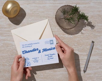 Conjunto de invitaciones de boda con postales vintage: elegante plantilla floral (digital)