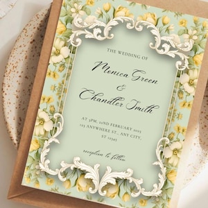 Vintage Floral Wedding Invitation: Elegant Victorian Canva Template