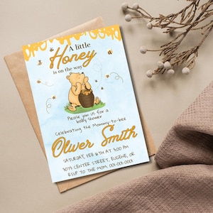 Winnie the Pooh Baby Shower Invitation: Bee Theme (Editable Template)