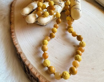 YELLOW Intention Jewelry, Yellow Lava Stone, Yellow Jade, Australian Yellow Mookaite, Spiritual Jewelry, Unique Gifts, Hand Knotted Necklace